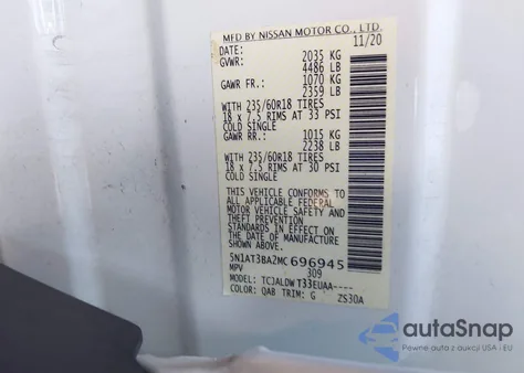 2021 Nissan Rogue Sv Fwd from USA, damaged, VIN 5N1AT3BA2MC696945